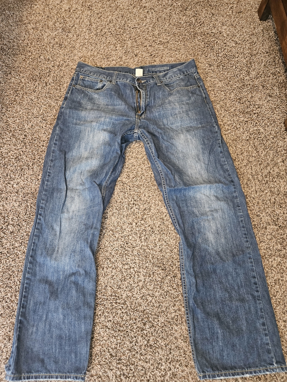 Source Unknown Men's Denim Relaxed Fit Jeans - Blue Wash